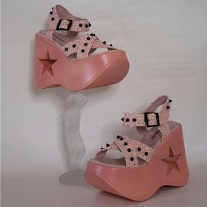 DEMONIA DYNAMITE-02 BABY PINK GLITTER SIZE7 SANDAL